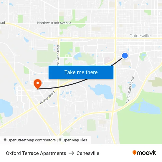 Oxford Terrace Apartments to Canesville map