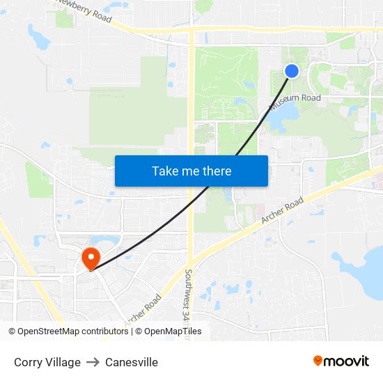 Corry Village to Canesville map