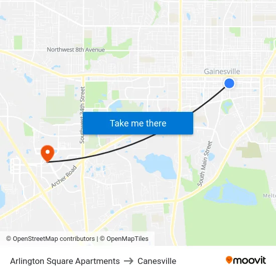 Arlington Square Apartments to Canesville map