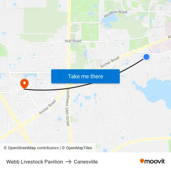 Webb Livestock Pavilion to Canesville map