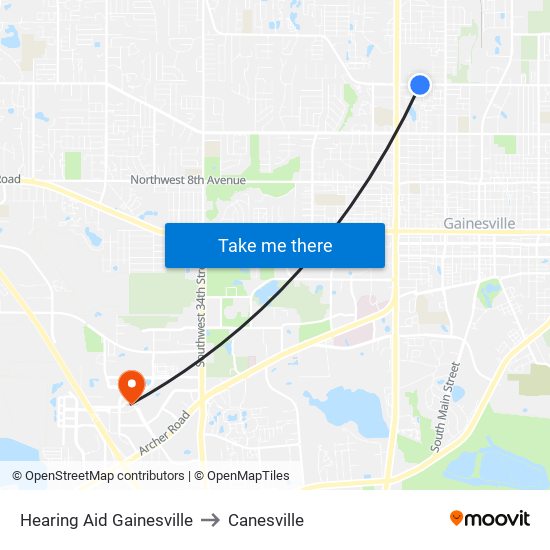 Hearing Aid Gainesville to Canesville map