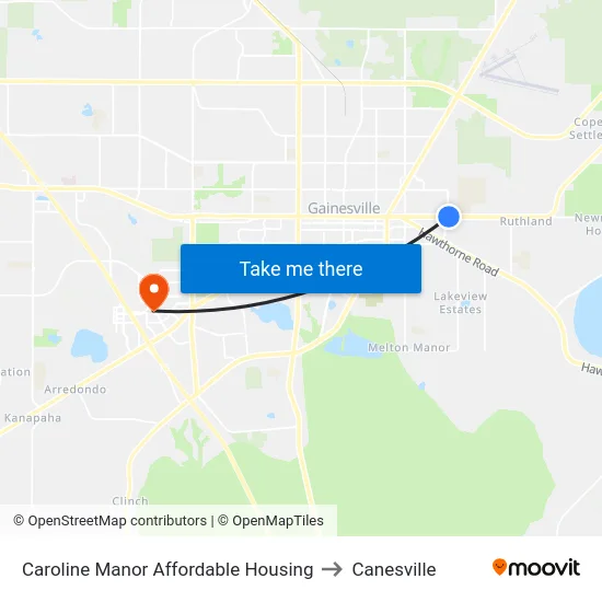 Caroline Manor Affordable Housing to Canesville map