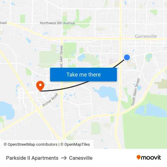 Parkside II Apartments to Canesville map