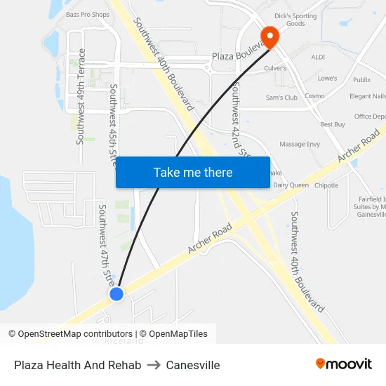 Plaza Health And Rehab to Canesville map