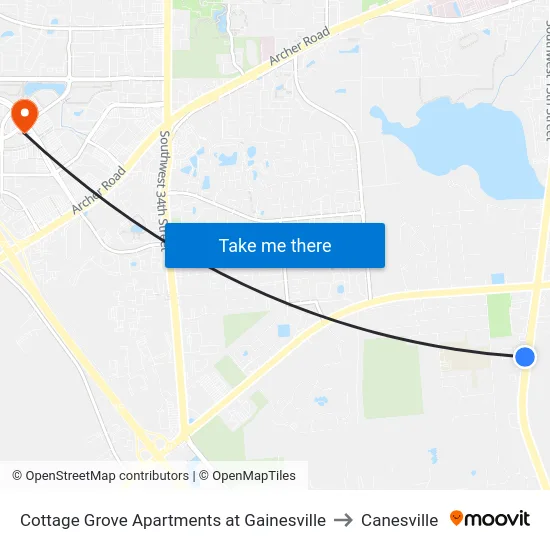 Cottage Grove Apartments at Gainesville to Canesville map