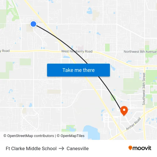 Ft Clarke Middle School to Canesville map