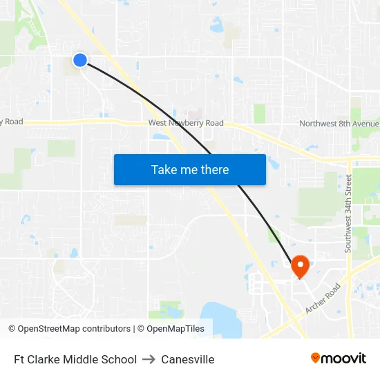 Ft Clarke Middle School to Canesville map