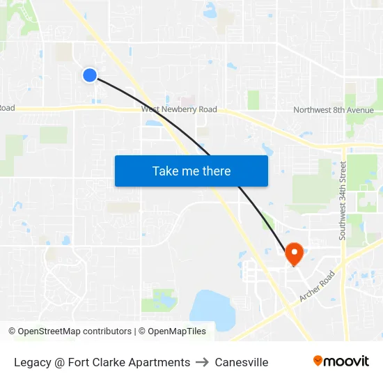 Legacy @ Fort Clarke Apartments to Canesville map