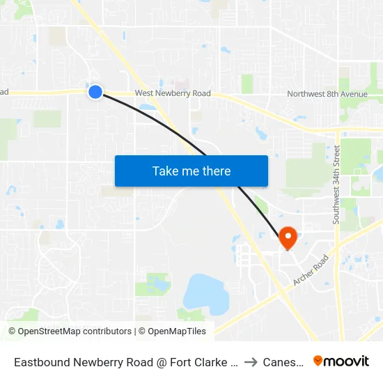 Eastbound Newberry Road @ Fort Clarke Boulevard to Canesville map