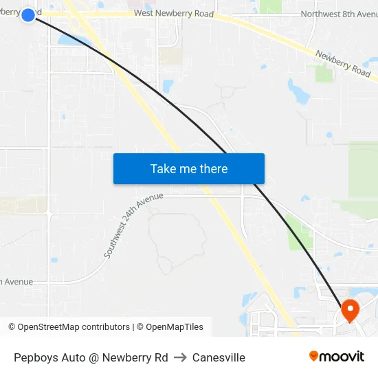 Pepboys Auto @ Newberry Rd to Canesville map