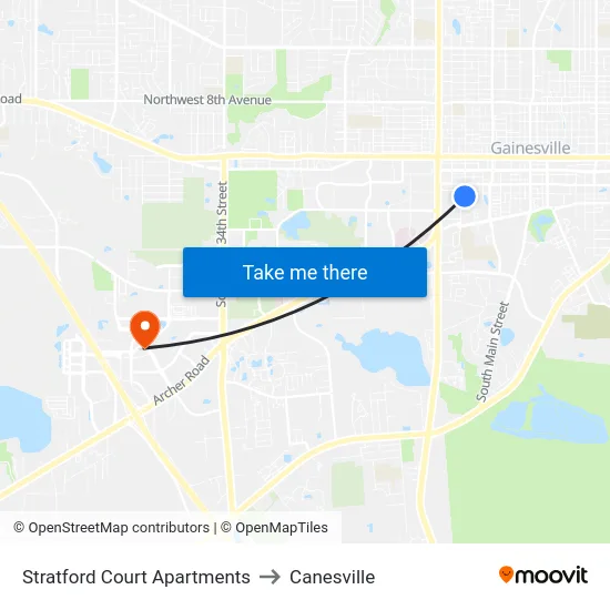 Stratford Court Apartments to Canesville map