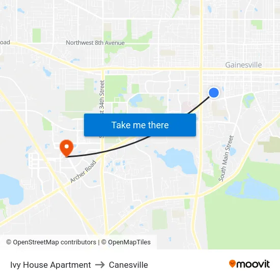 Ivy House Apartment to Canesville map