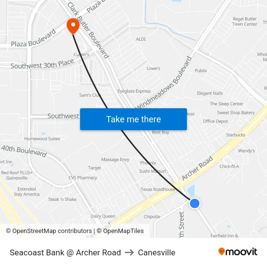 Seacoast Bank @ Archer Road to Canesville map
