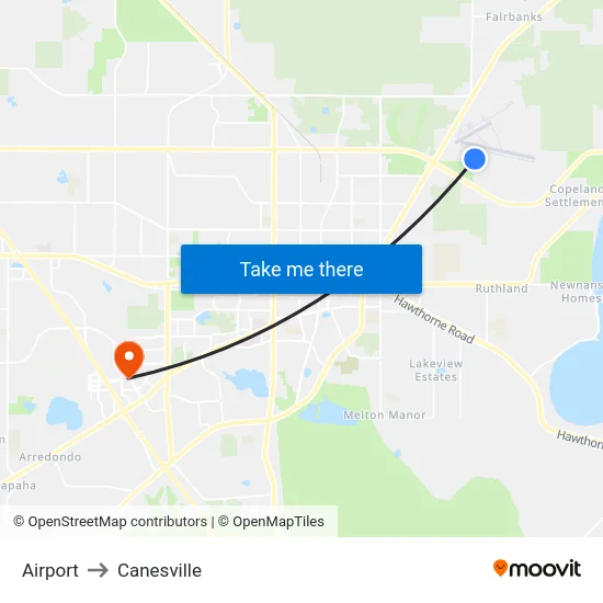 Airport to Canesville map