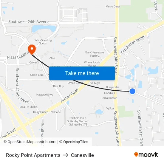 Rocky Point Apartments to Canesville map