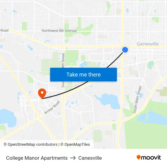 College Manor Apartments to Canesville map