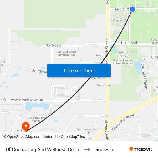 Uf Counseling And Wellness Center to Canesville map