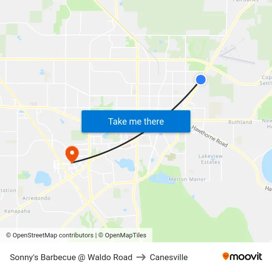 Sonny's Barbecue @ Waldo Road to Canesville map