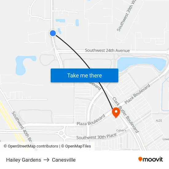 Hailey Gardens to Canesville map