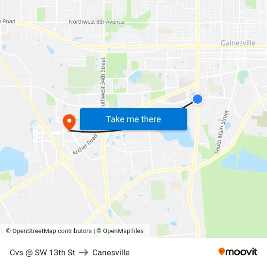 Cvs @ SW 13th St to Canesville map