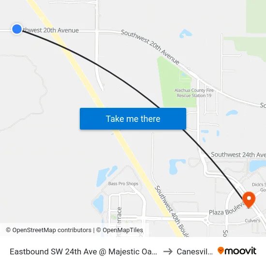 Eastbound SW 24th Ave @ Majestic Oaks to Canesville map