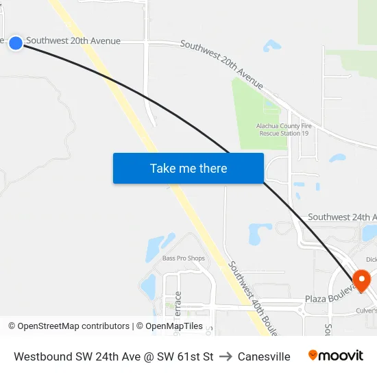 Westbound SW 24th Ave @ SW 61st St to Canesville map