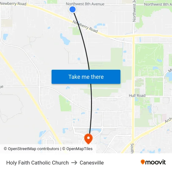 Holy Faith Catholic Church to Canesville map
