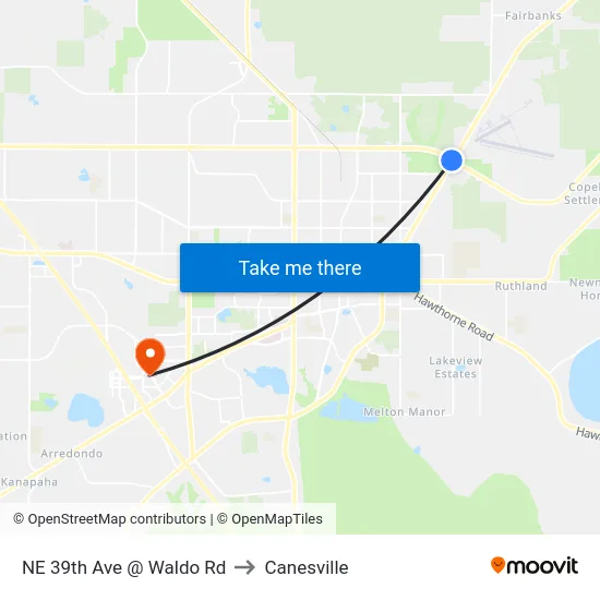 NE 39th Ave @ Waldo Rd to Canesville map