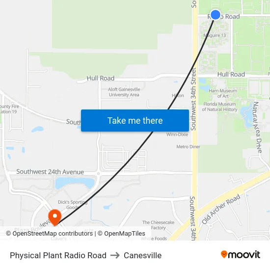 Physical Plant Radio Road to Canesville map