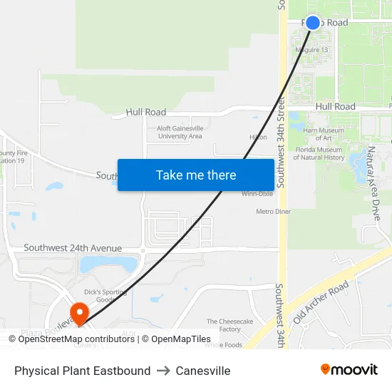Physical Plant Eastbound to Canesville map