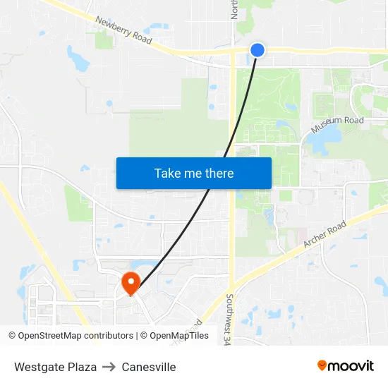 Westgate Plaza to Canesville map