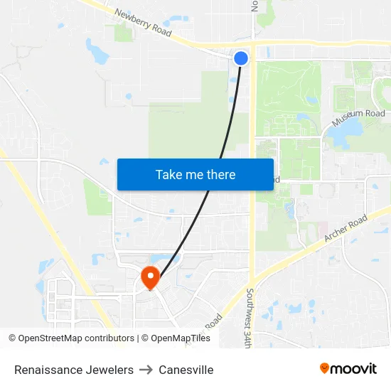 Renaissance Jewelers to Canesville map