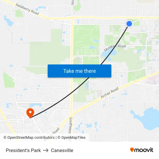 President's Park to Canesville map