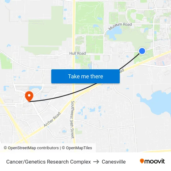 Cancer/Genetics Research Complex to Canesville map