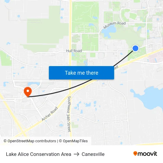 Lake Alice Conservation Area to Canesville map