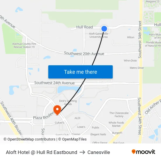 Aloft Hotel @ Hull Rd Eastbound to Canesville map