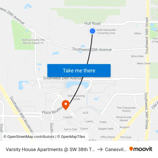 Varsity House Apartments @ SW 38th Ter to Canesville map