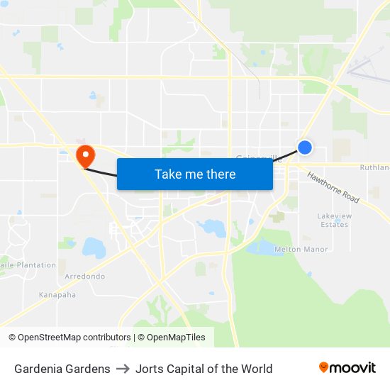 Gardenia Gardens to Jorts Capital of the World map