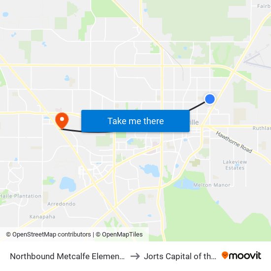 Northbound Metcalfe Elementary School to Jorts Capital of the World map