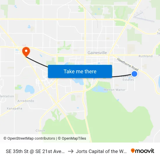 SE 35th St @ SE 21st Avenue to Jorts Capital of the World map