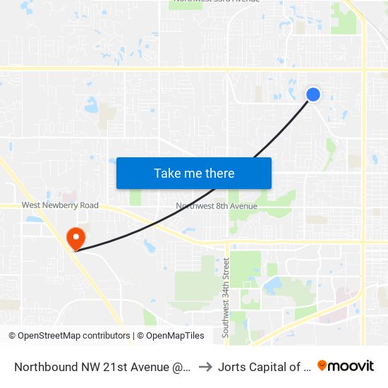 Northbound NW 21st Avenue @ NW 33rd Avenue to Jorts Capital of the World map