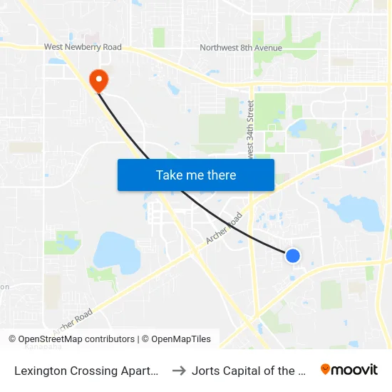 Lexington Crossing Apartments to Jorts Capital of the World map