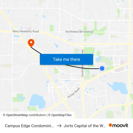 Campus Edge Condominiums to Jorts Capital of the World map