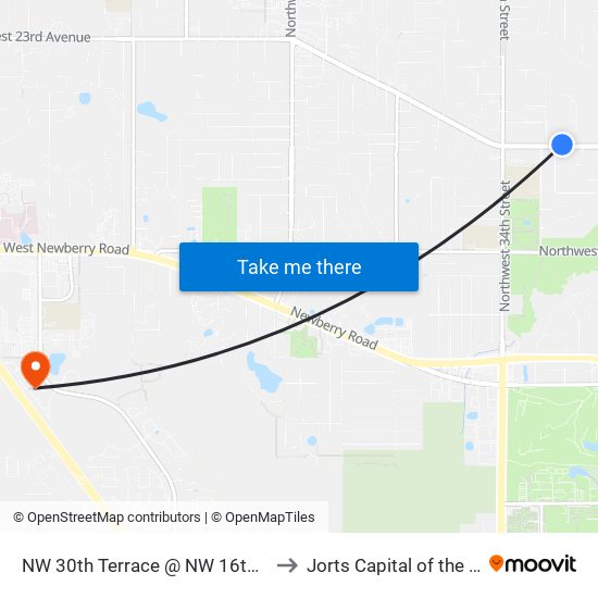 NW 30th Terrace @ NW 16th Avenue to Jorts Capital of the World map