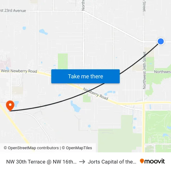 NW 30th Terrace @ NW 16th Avenue to Jorts Capital of the World map