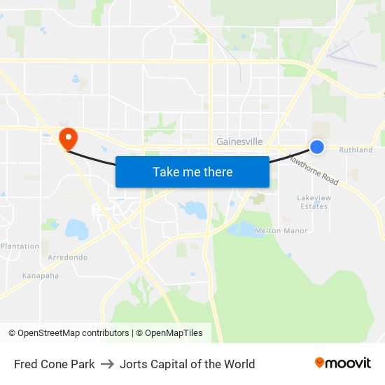 Fred Cone Park to Jorts Capital of the World map