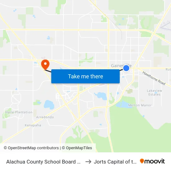 Alachua County School Board Administration to Jorts Capital of the World map