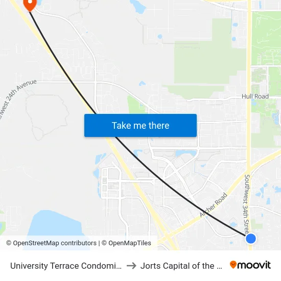 University Terrace Condominiums to Jorts Capital of the World map