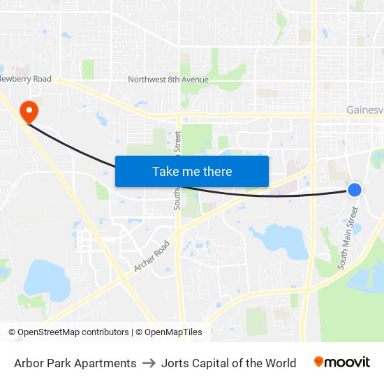 Arbor Park Apartments to Jorts Capital of the World map