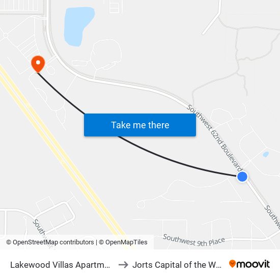 Lakewood Villas Apartments to Jorts Capital of the World map